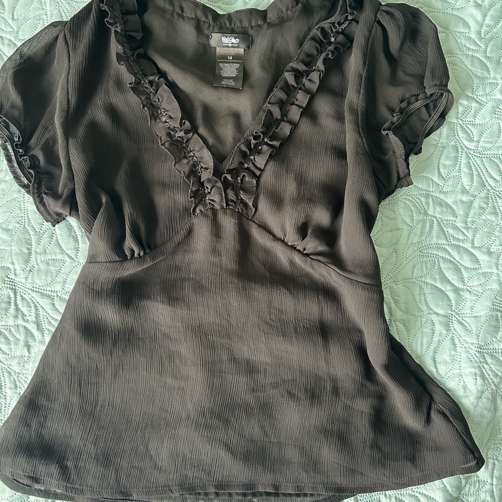 Moschino Green Ruffled Bib Collar Blouse